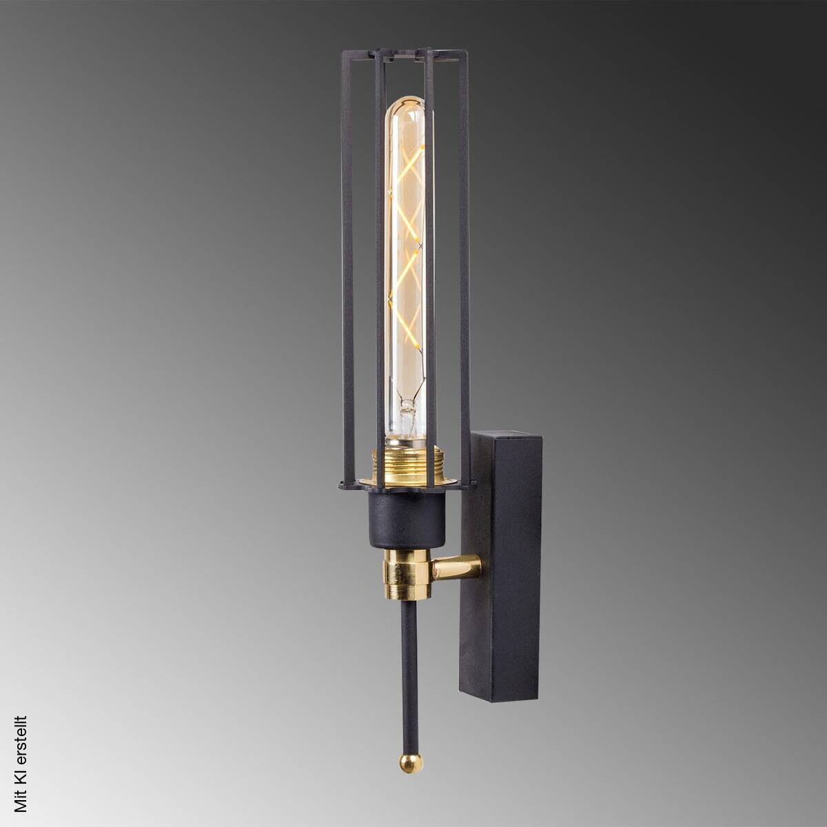 Opviq Wandleuchte schwarz gold Metall B/H/L: ca. 10x36x8 cm E27 1 Brennstellen