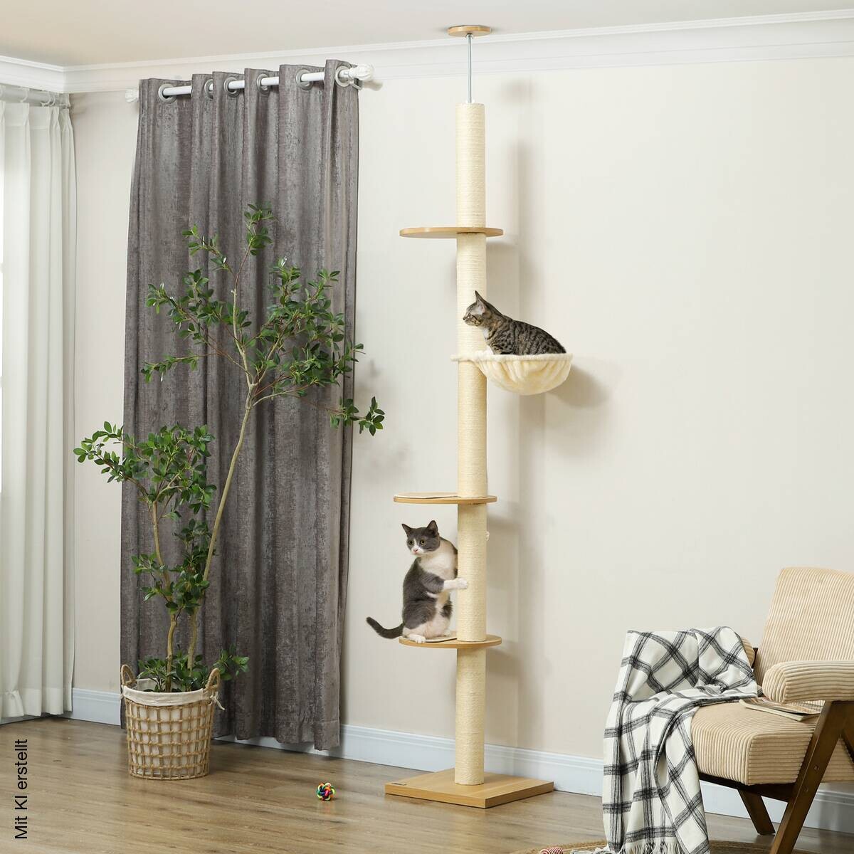 PawHut Kratzbaum Eiche Polyester B/H/L: ca. 40x250x40 cm