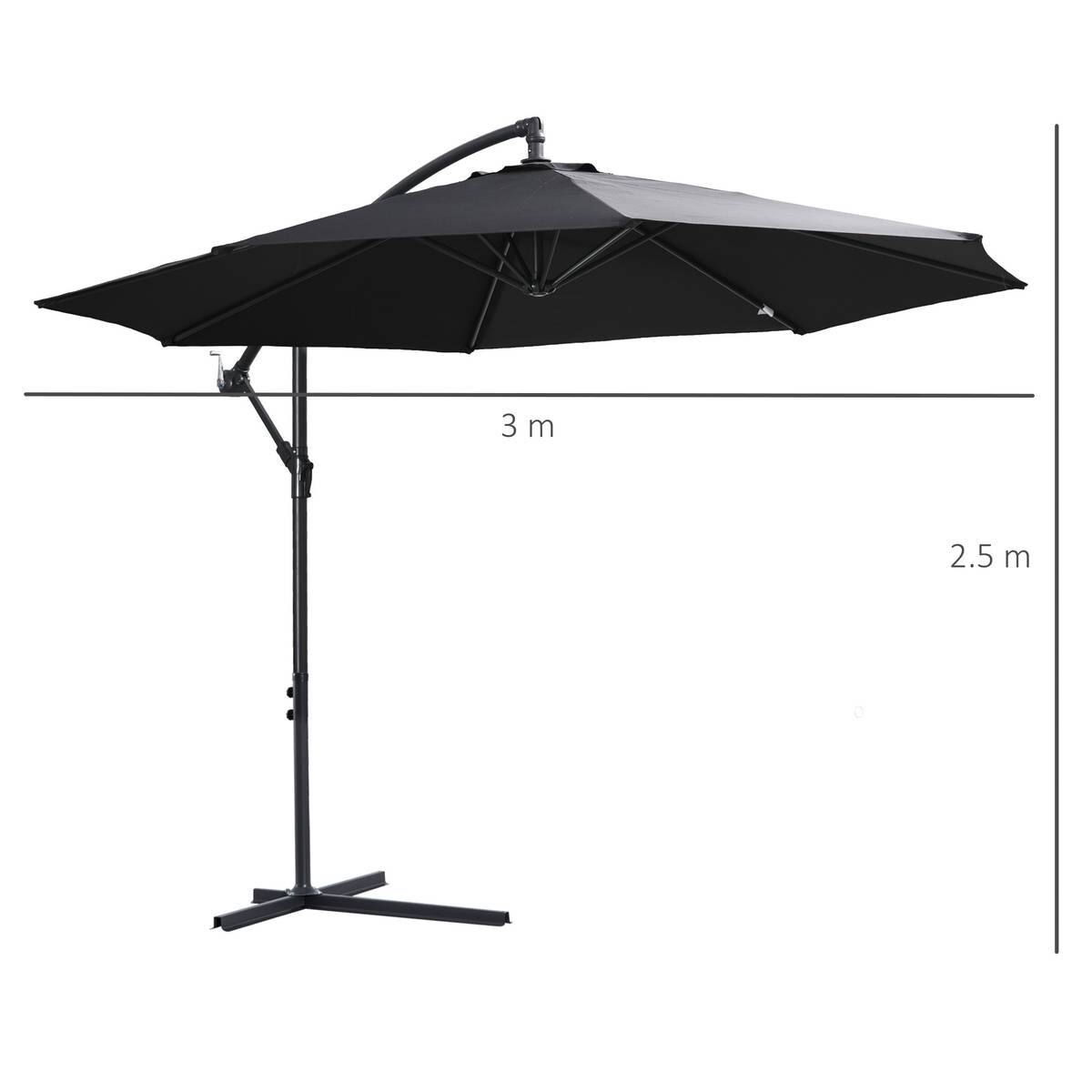 Outsunny Ampelschirm schwarz Polyester H/D: ca. 250x300 cm