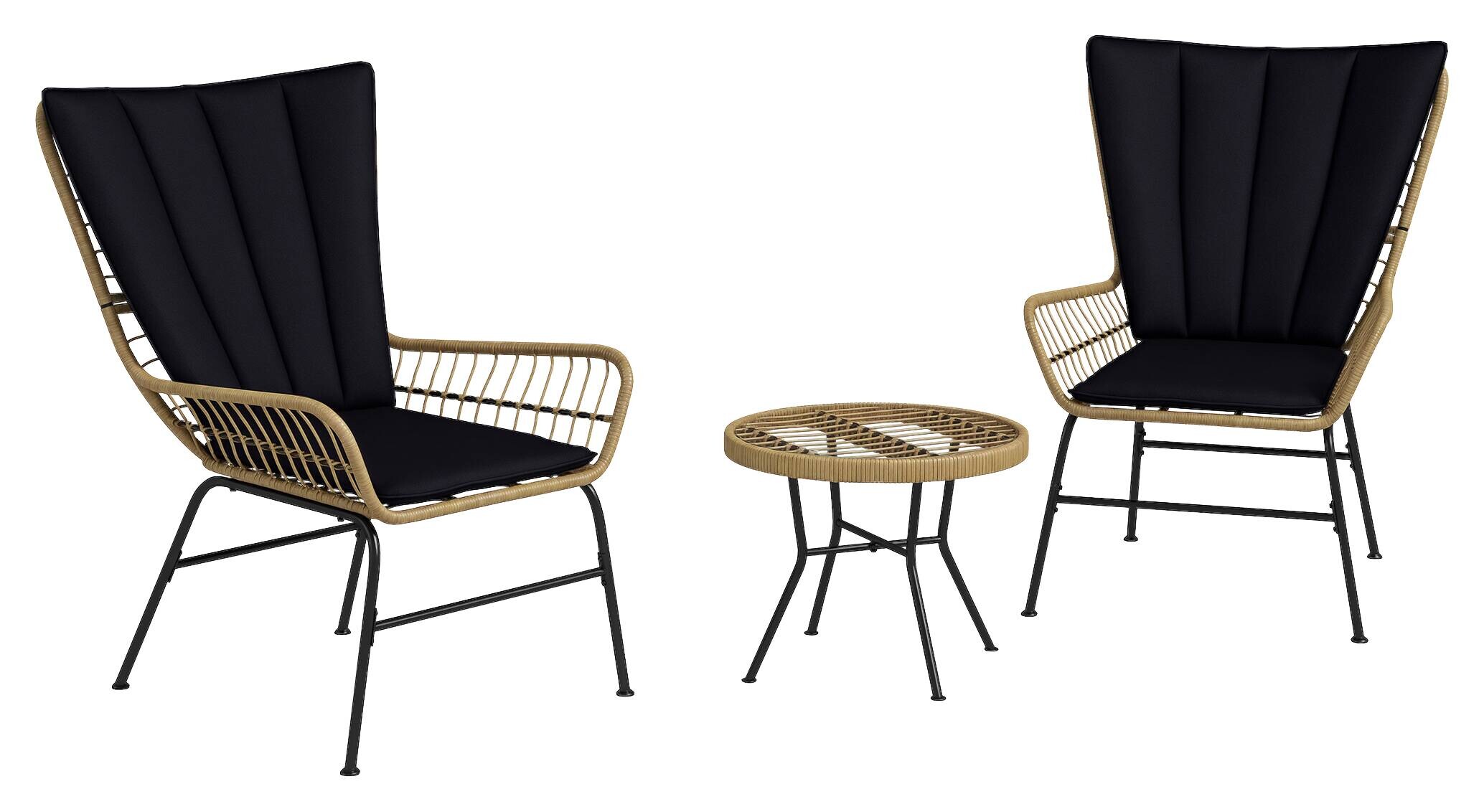 Outsunny Bistro-Set schwarz Polyrattan B/H/L: ca. 68x95x78 cm