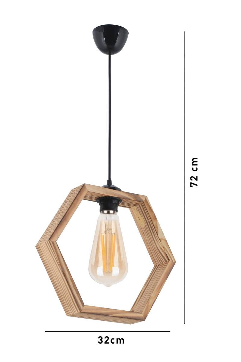 Opviq Pendelleuchte braun Holz B/H/T/L/D: ca. 30x70x30x30x30 cm E27 1 Brennstellen