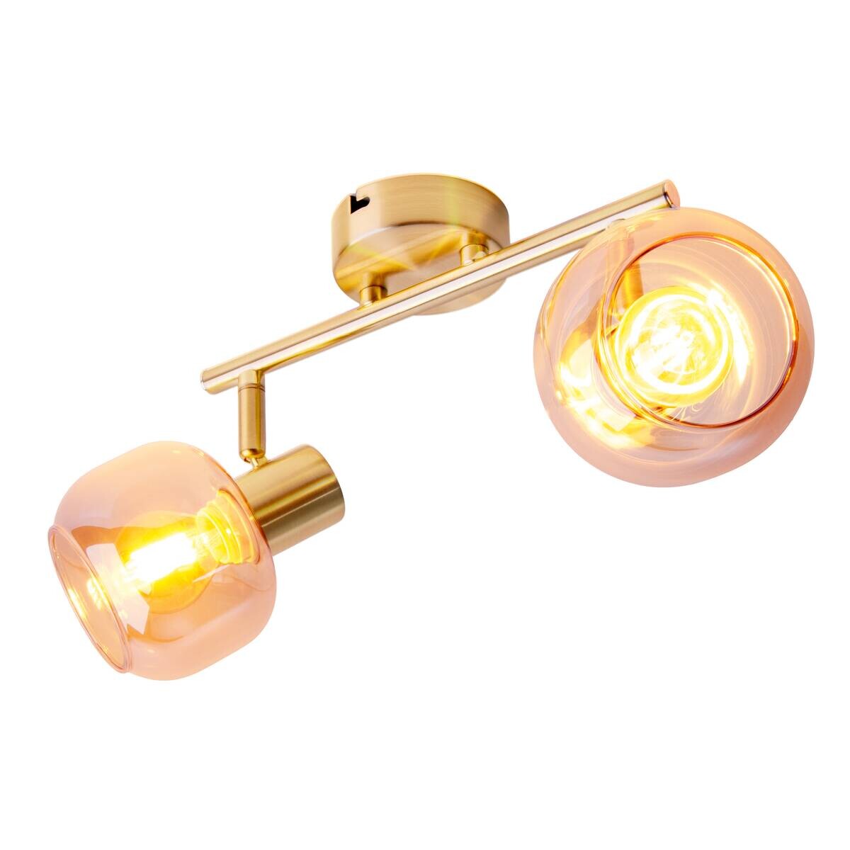 Näve Leuchten Spot gold Glas Metall B/H/T: ca. 40x20x10 cm E14 2 Brennstellen