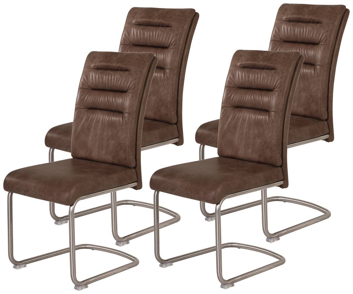Schwingstuhl Paula 4er Set braun Schlamm Microfaser B/H/T: ca. 45x102x65 cm