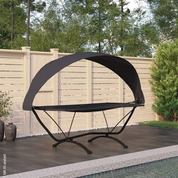 vidaXL Loungebett schwarz Stahl B/H/L: ca. 114x171x274 cm
