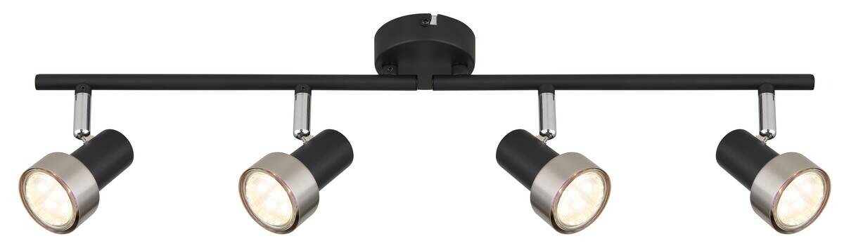 GLOBO Spot mattschwarz Chrom nickel matt Metall B/H/T: ca. 60x13,5x8,5 cm GU10 4 Brennstellen