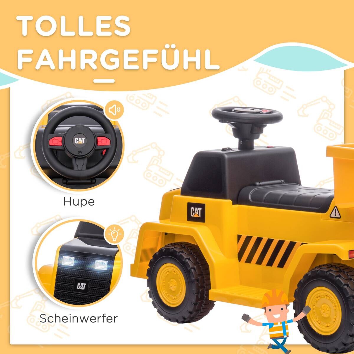 HOMCOM Elektro Kindertraktor gelb B/H/L: ca. 36x74,5x43,5 cm
