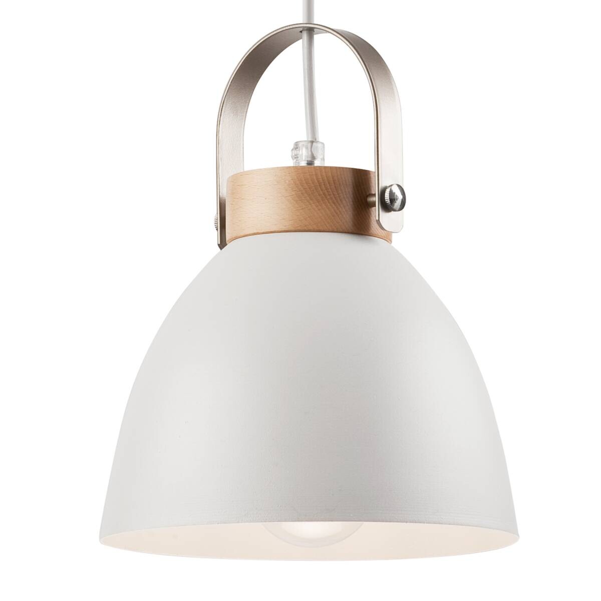 Lamkur Pendelleuchte DANIELLE 31798 weiß Holz Stahl H/L: ca. 81x18 cm E27 1 Brennstellen