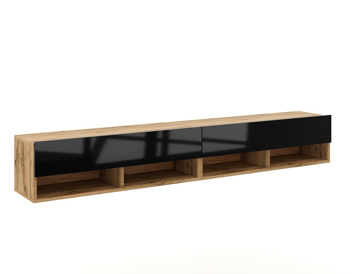 TV-Lowboard TV LOWBOARD DERBY 280 Eiche Wotan Nachbildung schwarz glänzend B/H/T: ca. 280x32,5x31,5 cm