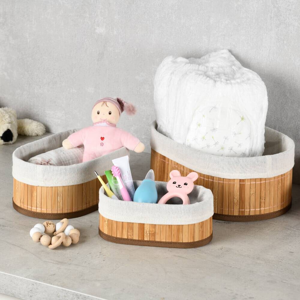 Kesper Bambus Körbchen 3er Set braun B/H/L: ca. 12x20x30 cm