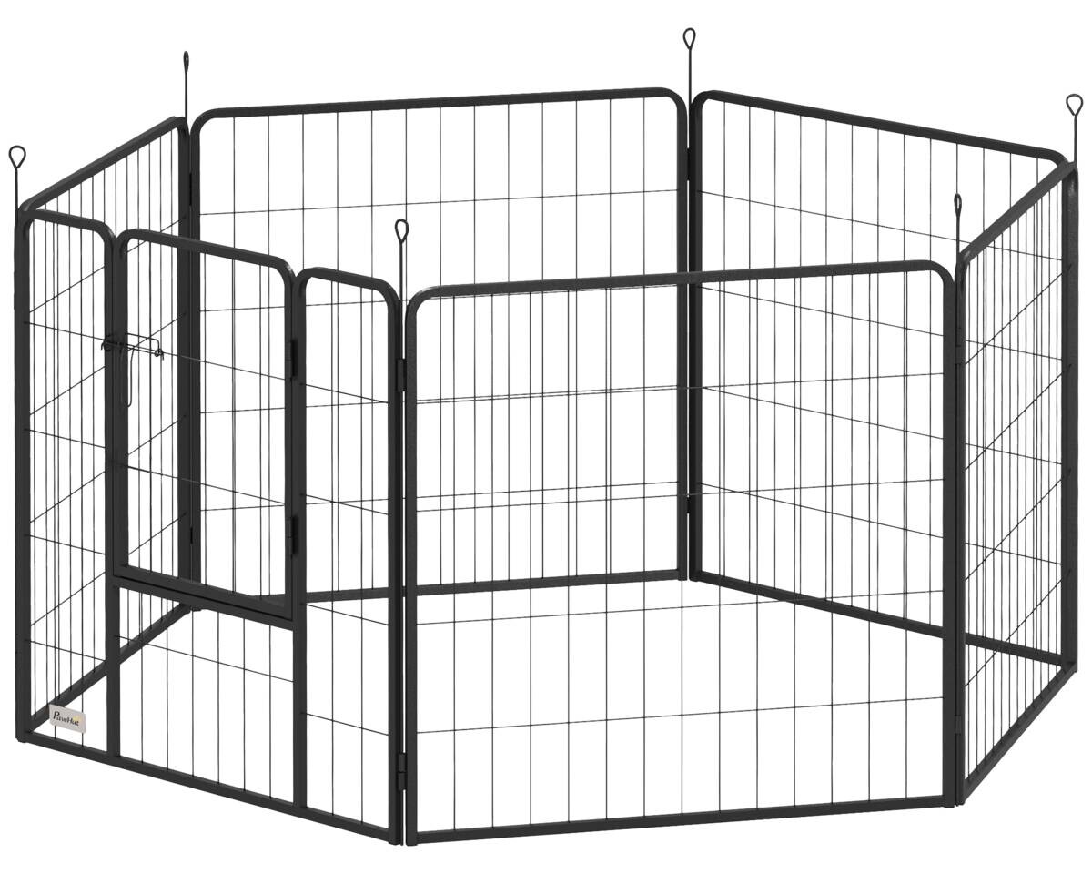PawHut Welpenauslauf grau Stahl B/H/L: ca. 80x80x160 cm