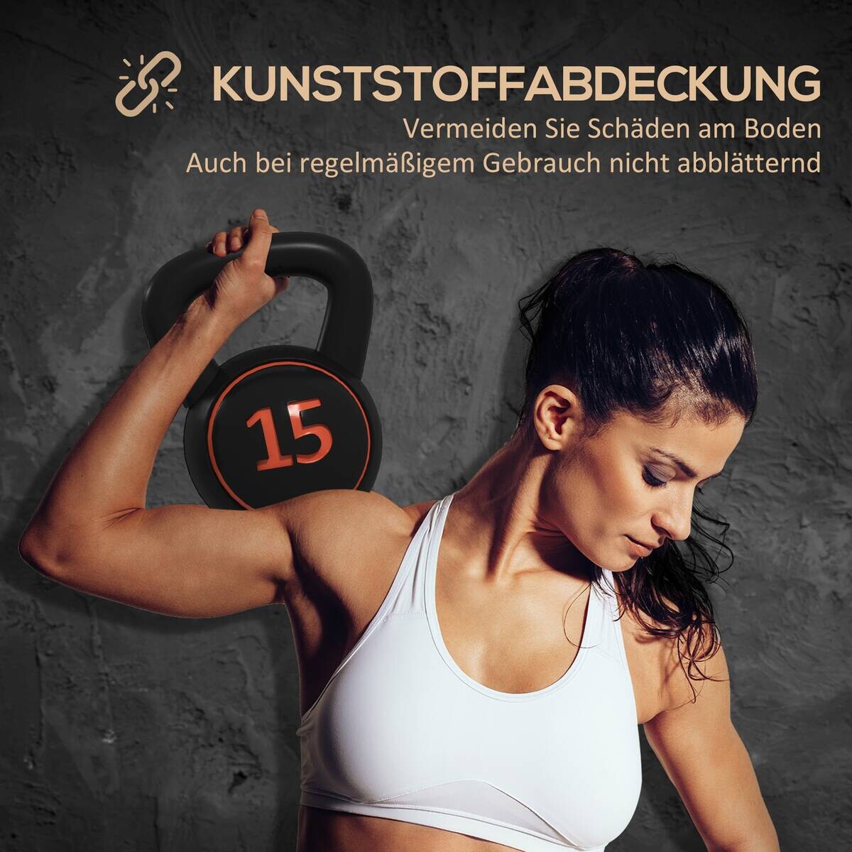 SPORTNOW Kettlebell schwarz Kunststoff B/H/L: ca. 18x24x18 cm