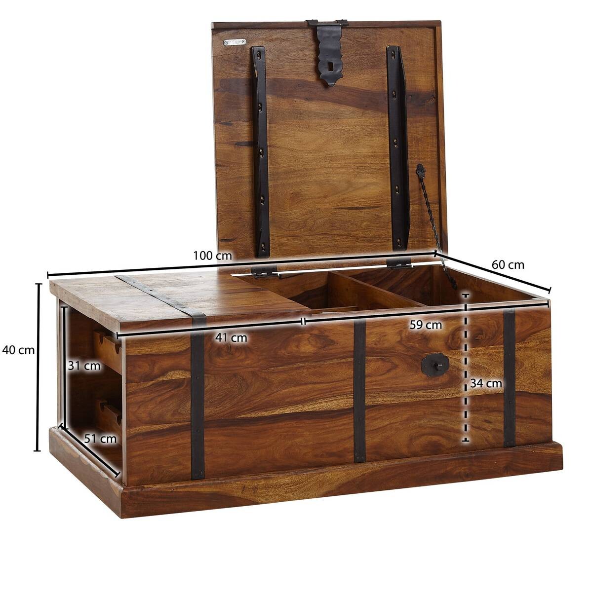 Wohnling Couchtisch braun B/H/T: ca. 60x40x100 cm