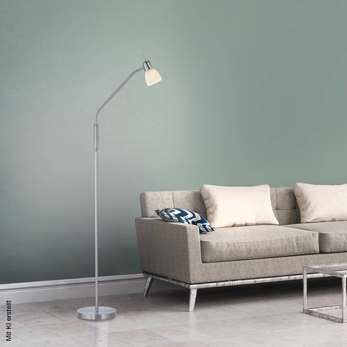 Just Light Stehleuchte Karo Stahl Aluminium Kunststoff Glas B/H/L: ca. 60x160x60 cm E14 1 Brennstellen