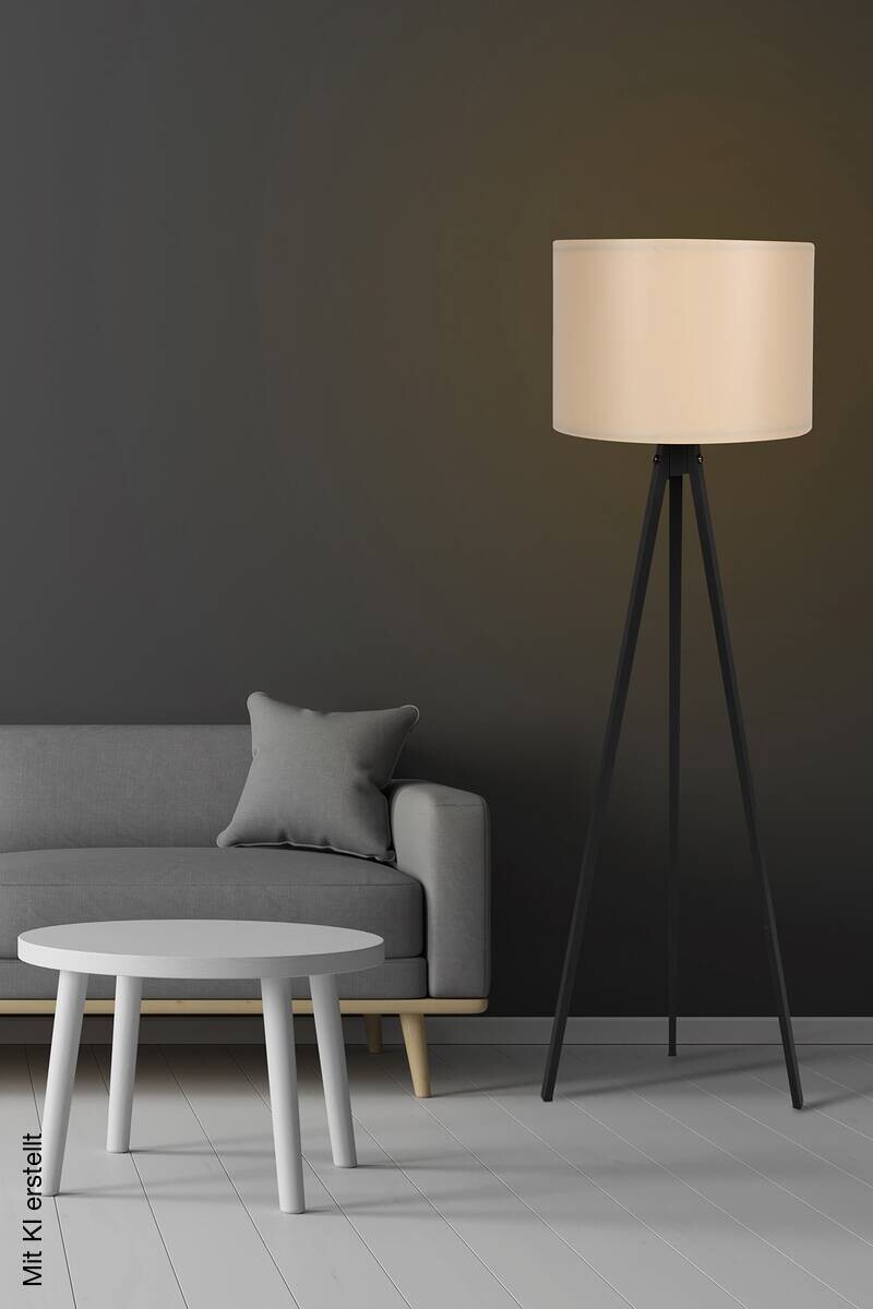 Opviq Stehlampe creme schwarz MDF Polypropylen B/H/T/L/D: ca. 38x145x38x38x38 cm E27 1 Brennstellen