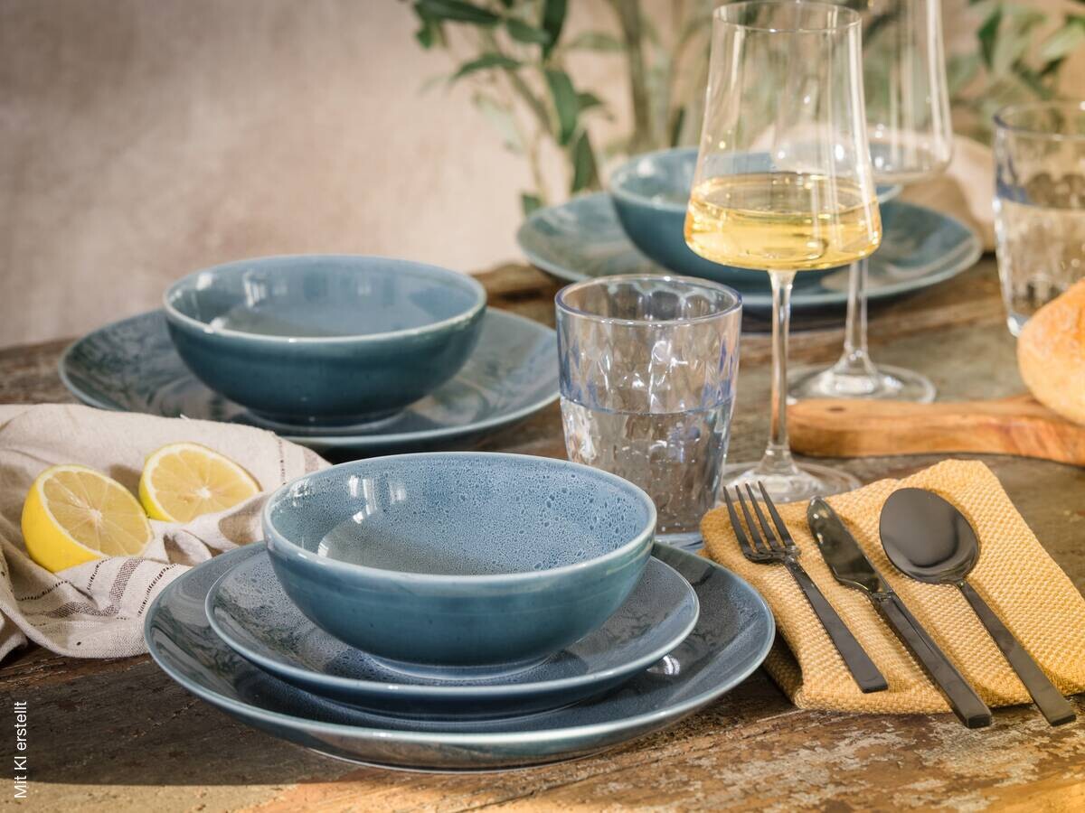 CreaTable Tafelservice Reactive BLUE petrol Keramik