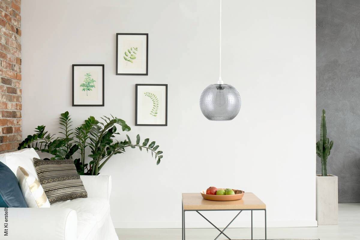 Kayoom Pendelleuchte Saturn grau Glas B/H/L: ca. 26x26x26 cm E27 1 Brennstellen
