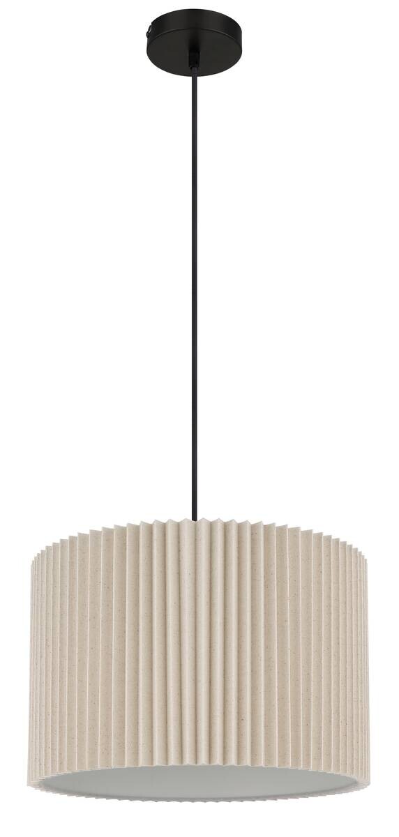 GLOBO Hängeleuchte schwarz natur mattschwarz Textil Metall H/D: ca. 120x38 cm E27 1 Brennstellen