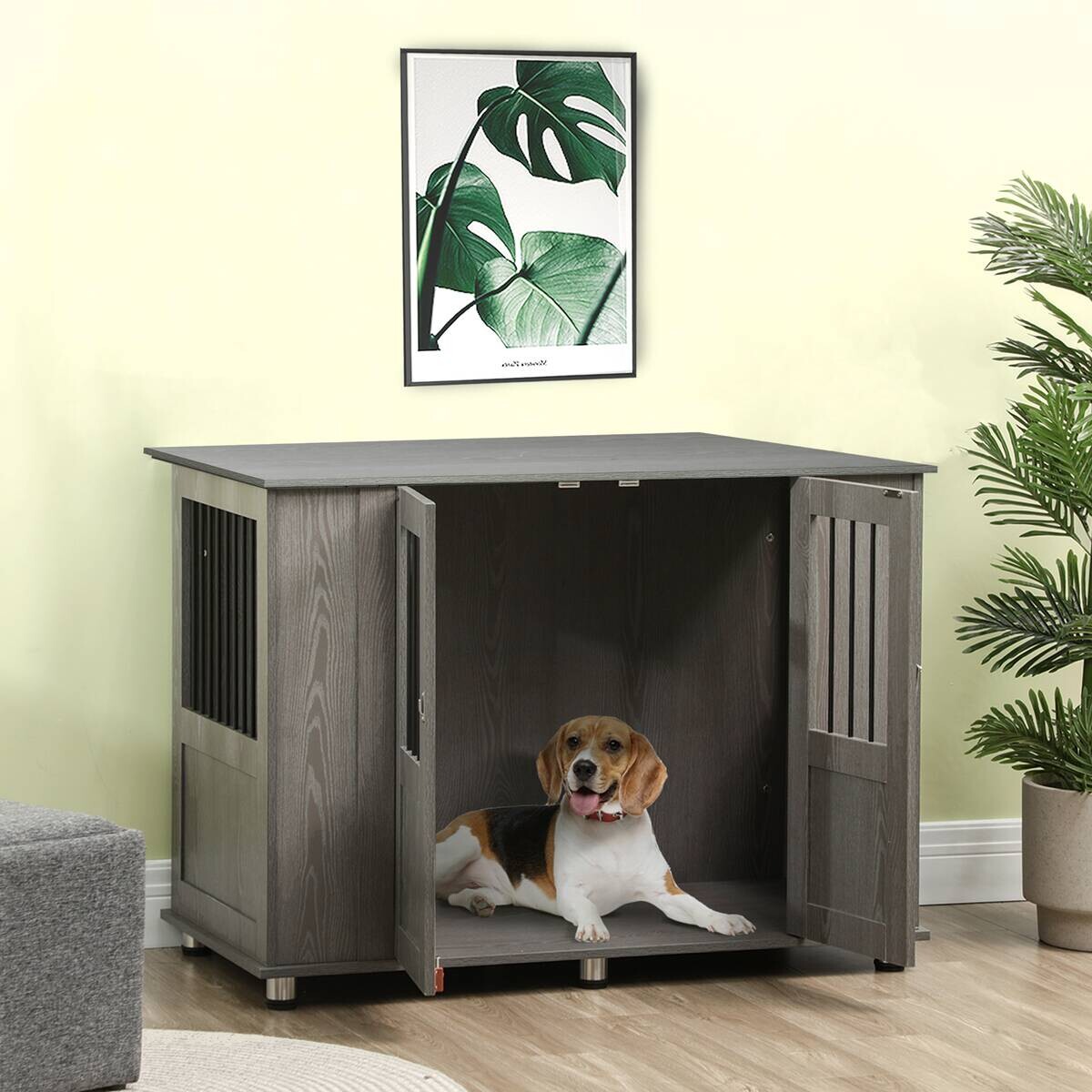PawHut Hunde-Zubehör grau Spanplatte B/H/L: ca. 60x116x87 cm