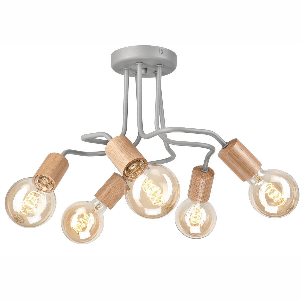 Lamkur Deckenleuchte braun Glas Stahl B/H/L: ca. 44x26x44 cm E27 5 Brennstellen
