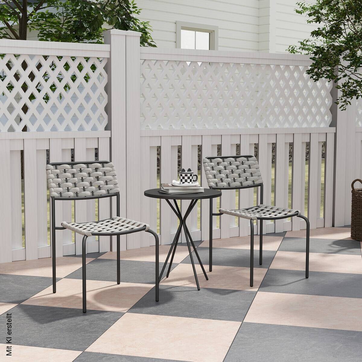 Outsunny Balkonmöbel Set grau Polyester B/H/L: ca. 46x80x60 cm