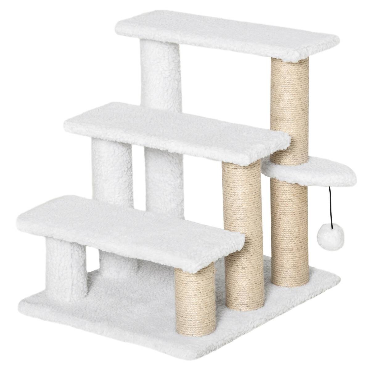 PawHut Haustiertreppe weiß Spanplatte B/H/L: ca. 40x48x45 cm