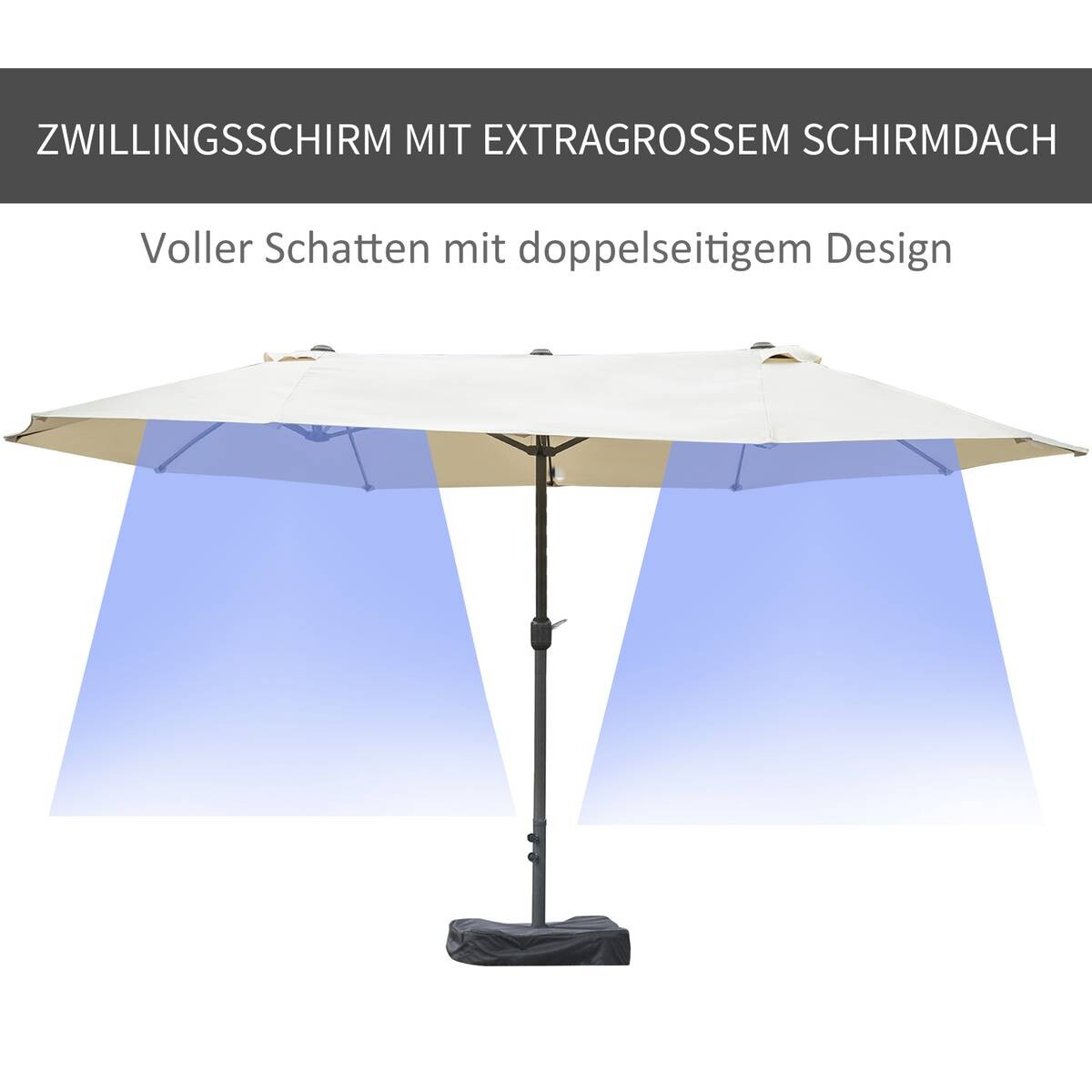 Outsunny Doppel-Sonnenschirm khaki Aluminium B/H/L: ca. 270x260x270 cm