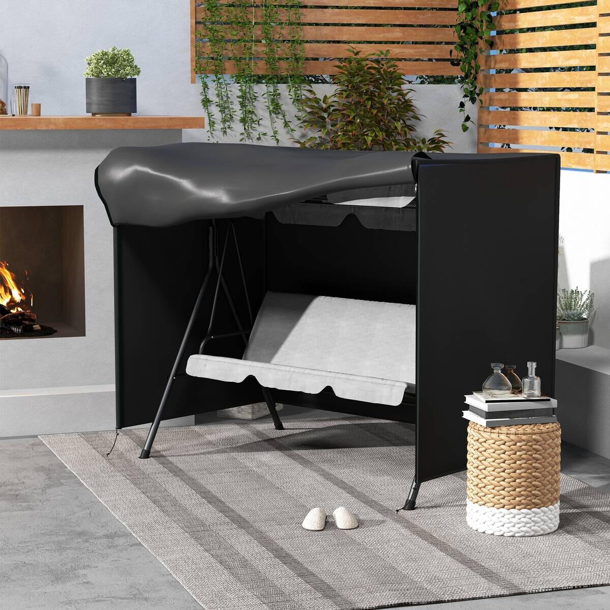 Outsunny Abdeckplane schwarz Polyester B/H/L: ca. 124x164x205 cm