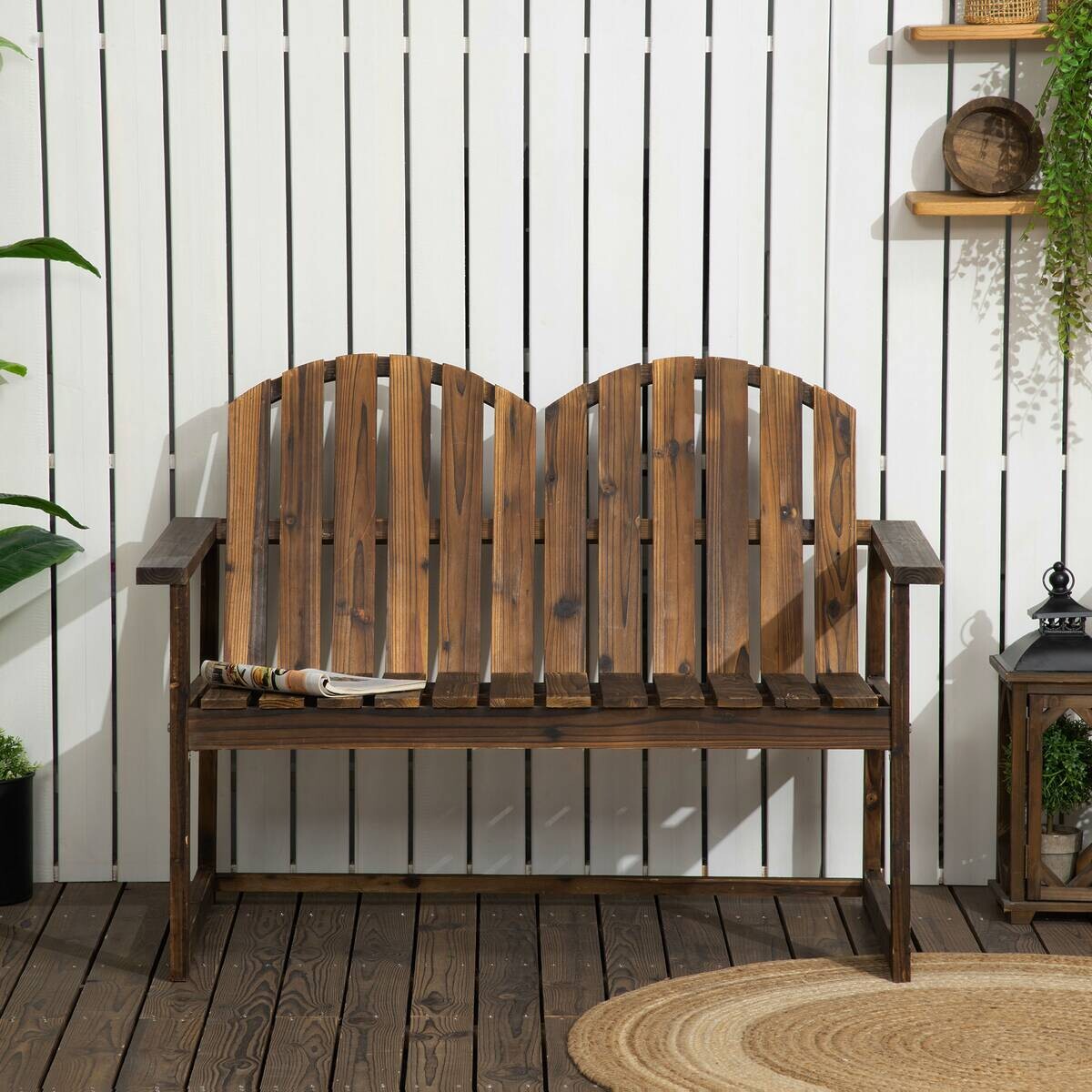Outsunny Gartenbank grau Holz B/H/L: ca. 63x114x86 cm
