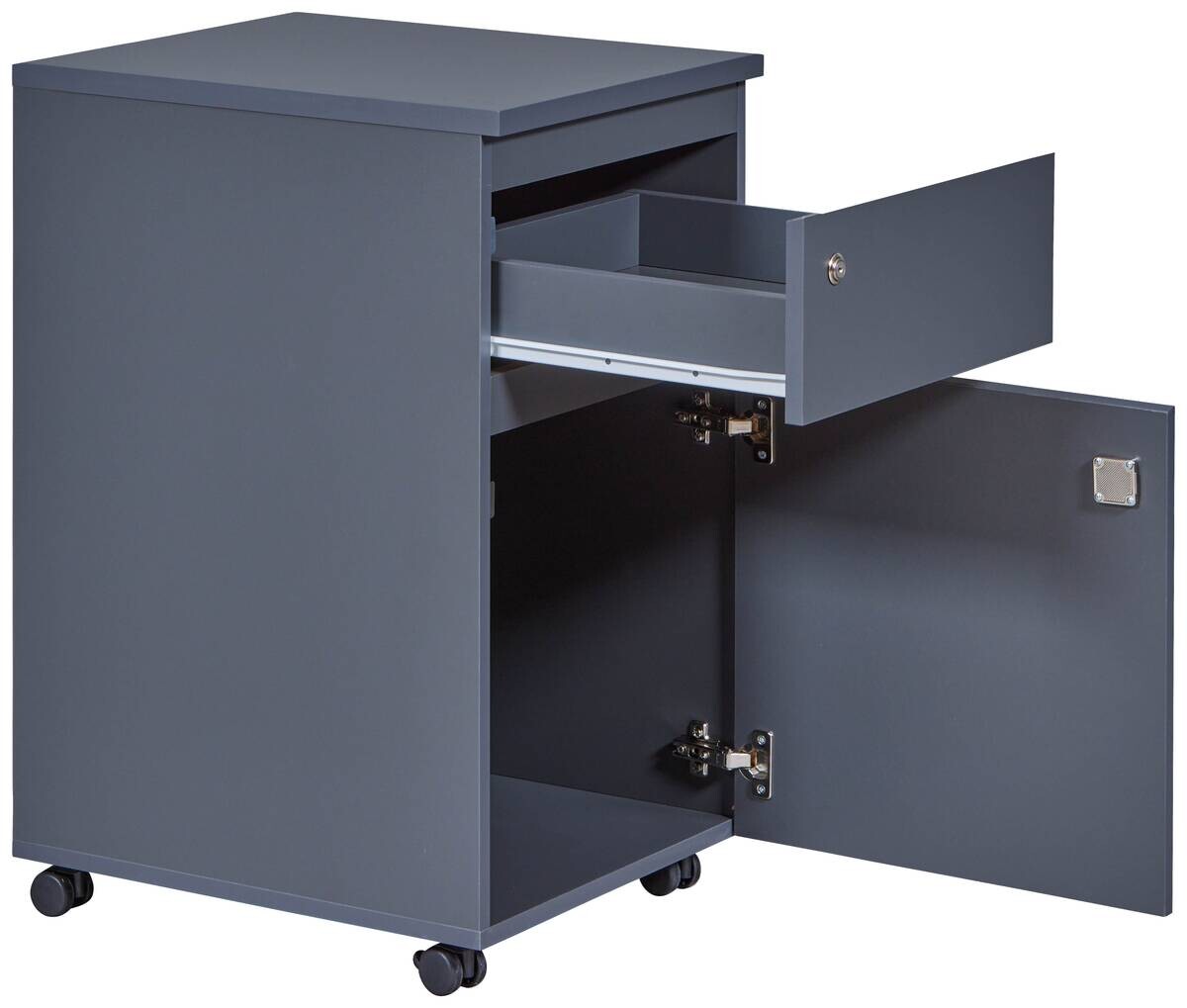 Rollcontainer FILE GUARD anthrazit beschichtet Nachbildung Holz B/H/L: ca. 51,3x76,9x44 cm