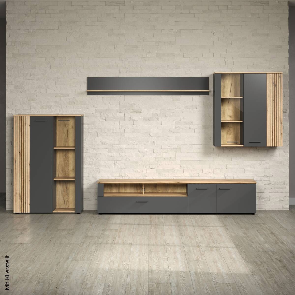 Wandboard Esteban anthrazit Eiche Evoke Coast Nachbildung B/H/T: ca. 167x25x17 cm