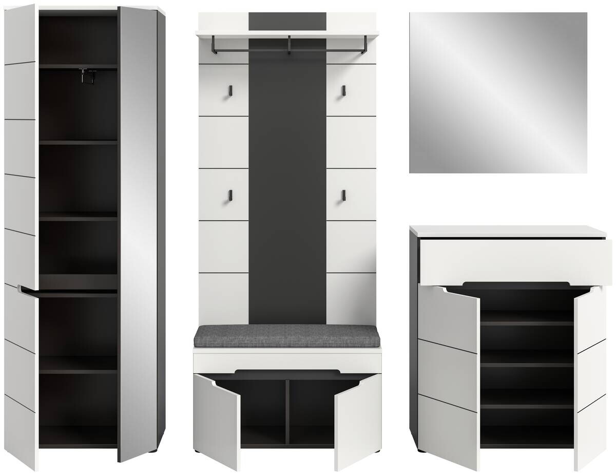 Garderobe Canu basaltgrau Nachbildung weiß B/H/T: ca. 255x190x37 cm