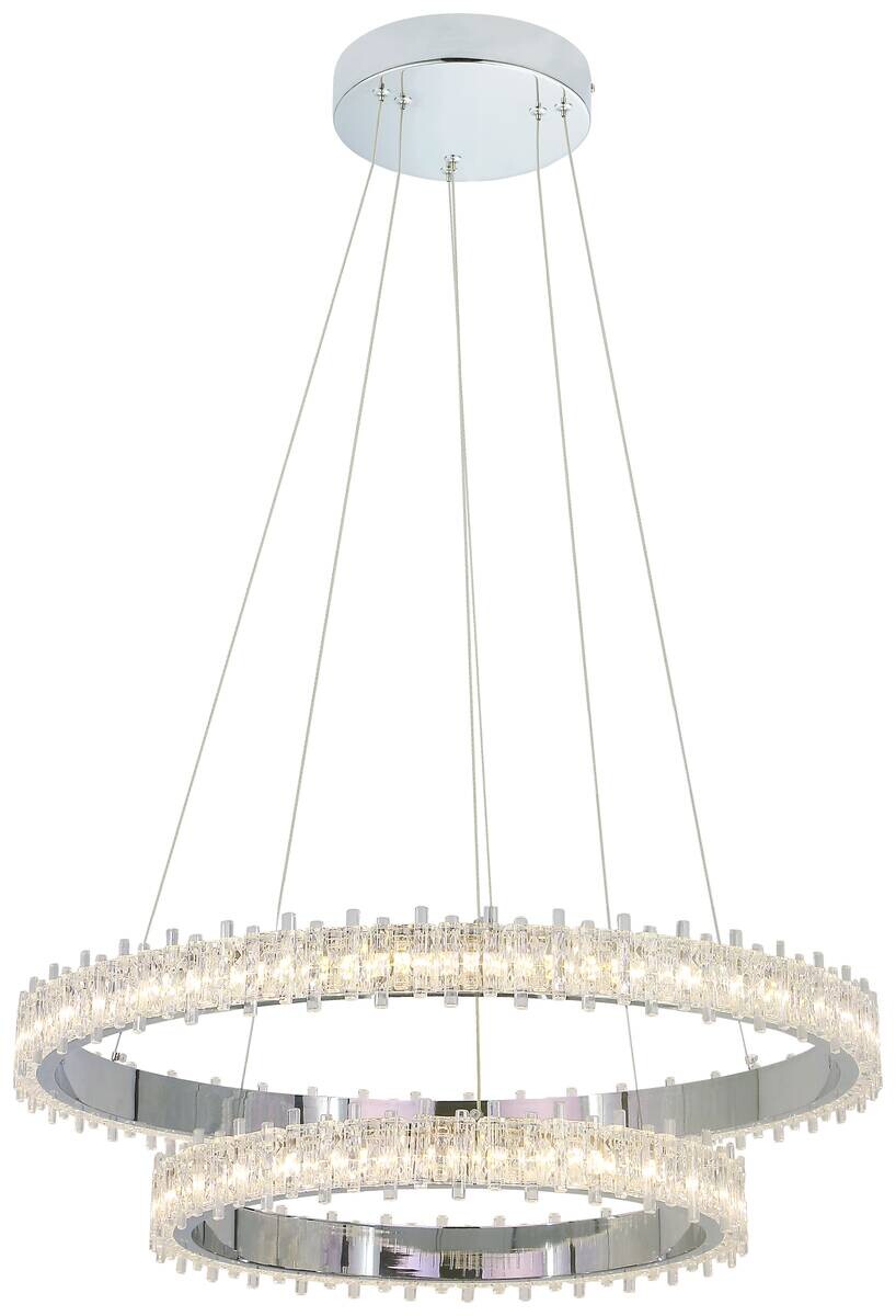 POCOline LED-Pendelleuchte Aurora Chrom Metall Acryl B/H/L: ca. 61x140x61 cm