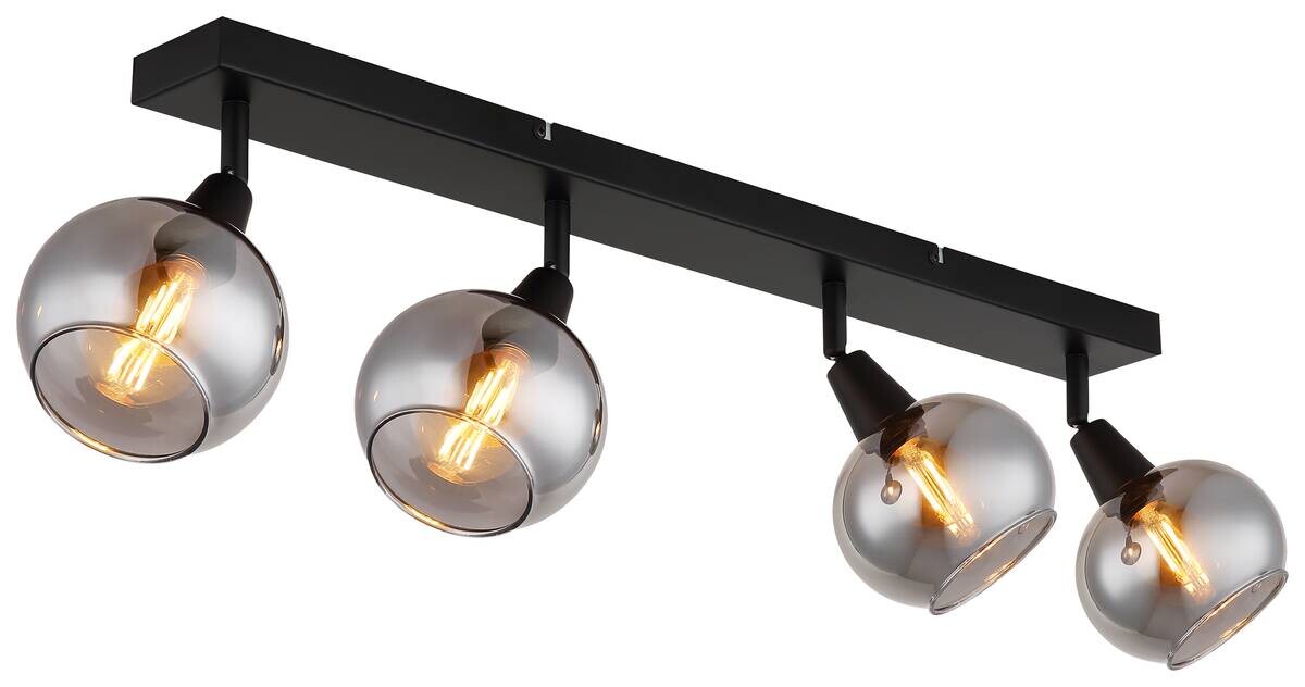 Spot 4-flg. Nika schwarz Rauch Metall Glas B/H/L: ca. 12x18x67 cm E14 4 Brennstellen
