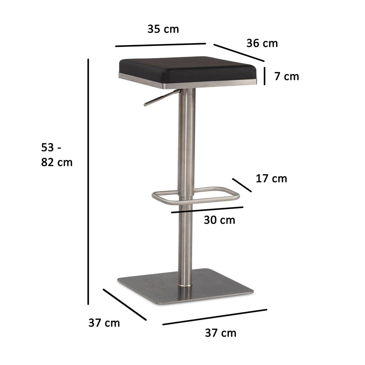 Barhocker schwarz B/H/T: ca. 37x82x37 cm