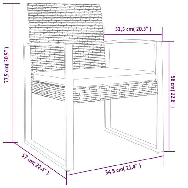 vidaXL Gartensessel anthrazit Kunststoff B/H/L: ca. 57x77,5x54,5 cm