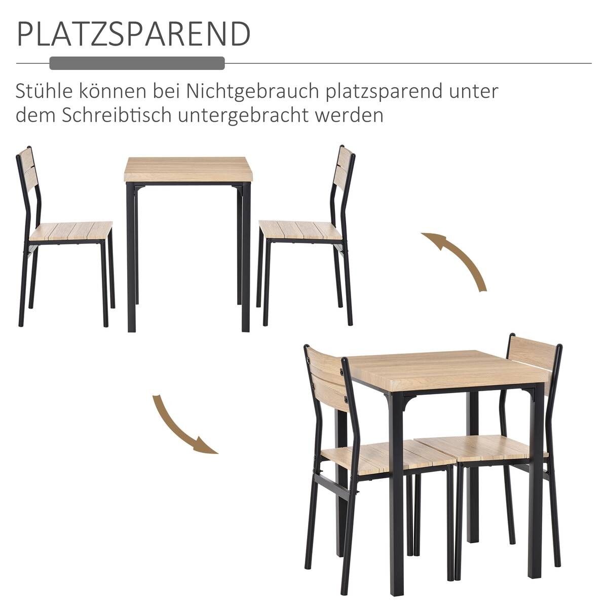 Essgruppe 835-090 natur schwarz B/H/T: ca. 70x76x70 cm