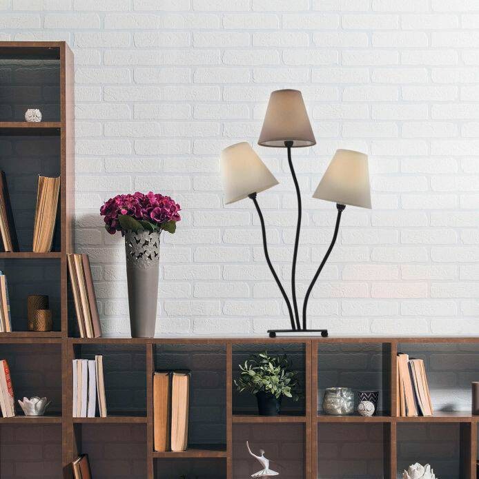 Näve Leuchten Tischleuchte NV3094811 braun beige Metall Textil B/H/T: ca. 16x67x41 cm E14 3 Brennstellen