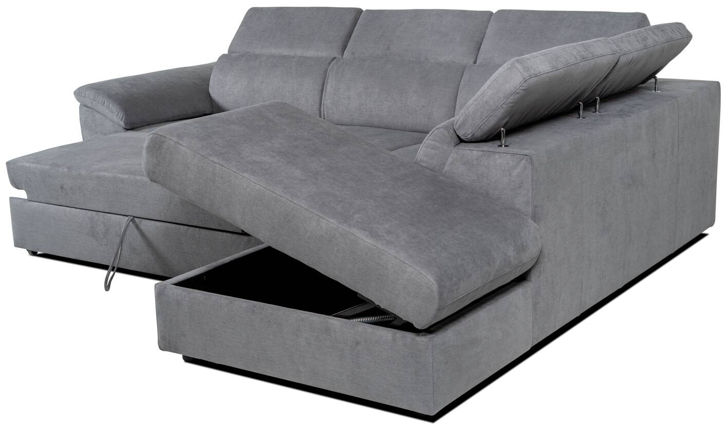 Ecksofa mit Bettfunktion und Bettkasten titanfarbig Flachgewebe B/H/T: ca. 280x108x235 cm