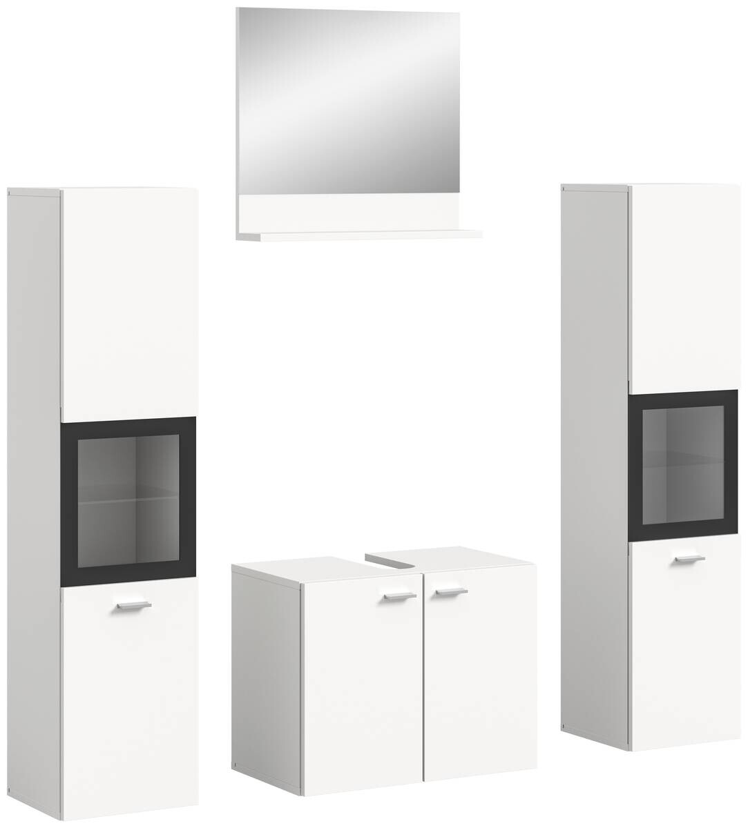 Badezimmer-Set BOSTON weiß schwarz B/H/T: ca. 137x186x33 cm