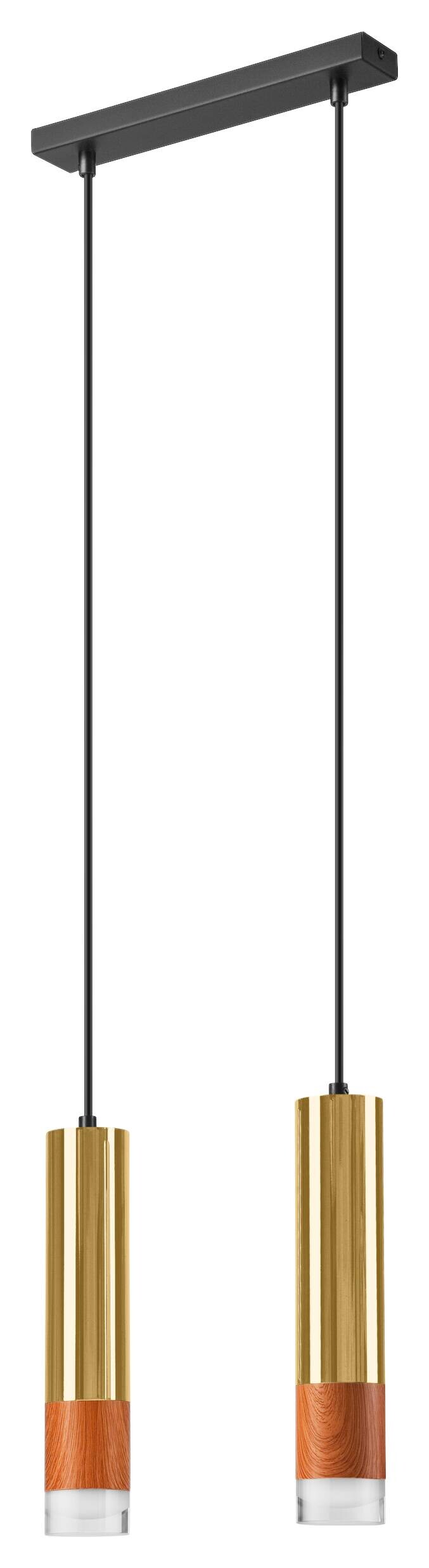 Lamkur Pendelleuchte gold Glas Stahl B/H/L: ca. 8x105x30 cm GU10 2 Brennstellen
