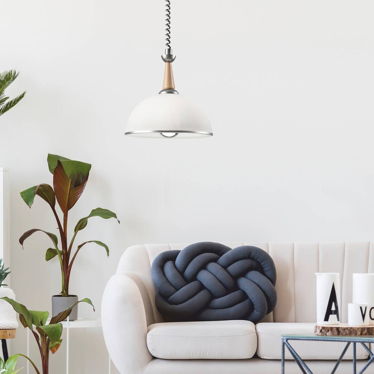 Lamkur Deckenleuchte silber Glas B/H/L: ca. 64x30x64 cm E27 1 Brennstellen