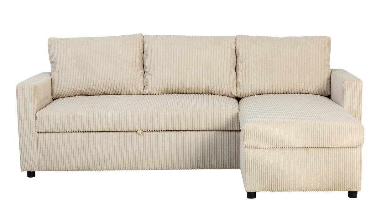 Ecksofa mit Bettfunktion und Bettkasten pearl Microfaser B/H/T: ca. 215x145x82 cm