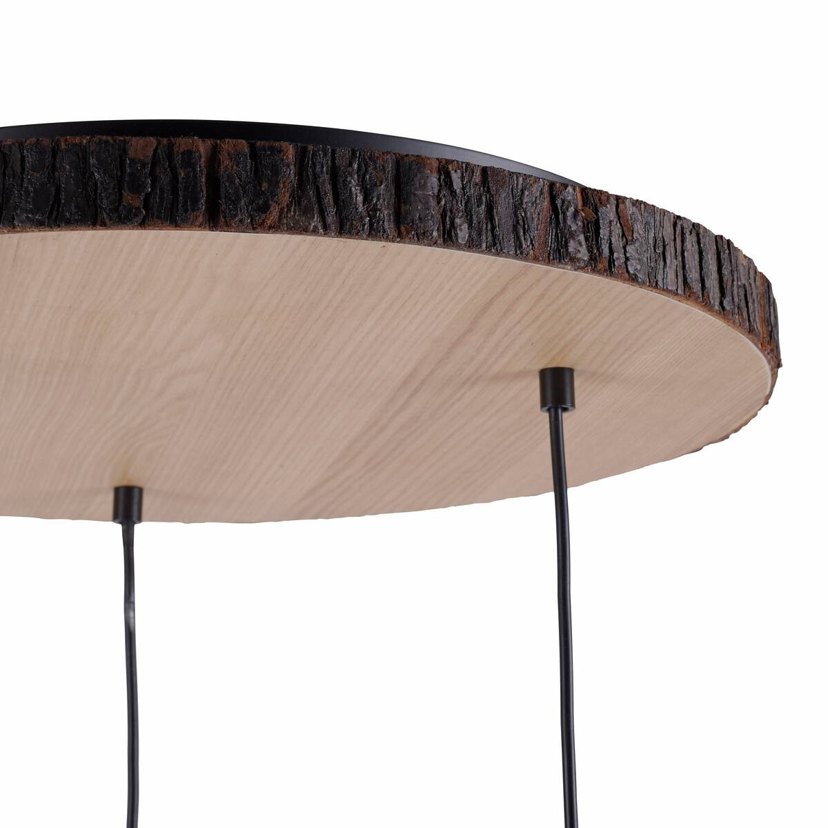 Just Light Deckenleuchte BARK 11236-79 weiß natur Holz Eisen Stoff H/D: ca. 120x52 cm E27 3 Brennstellen