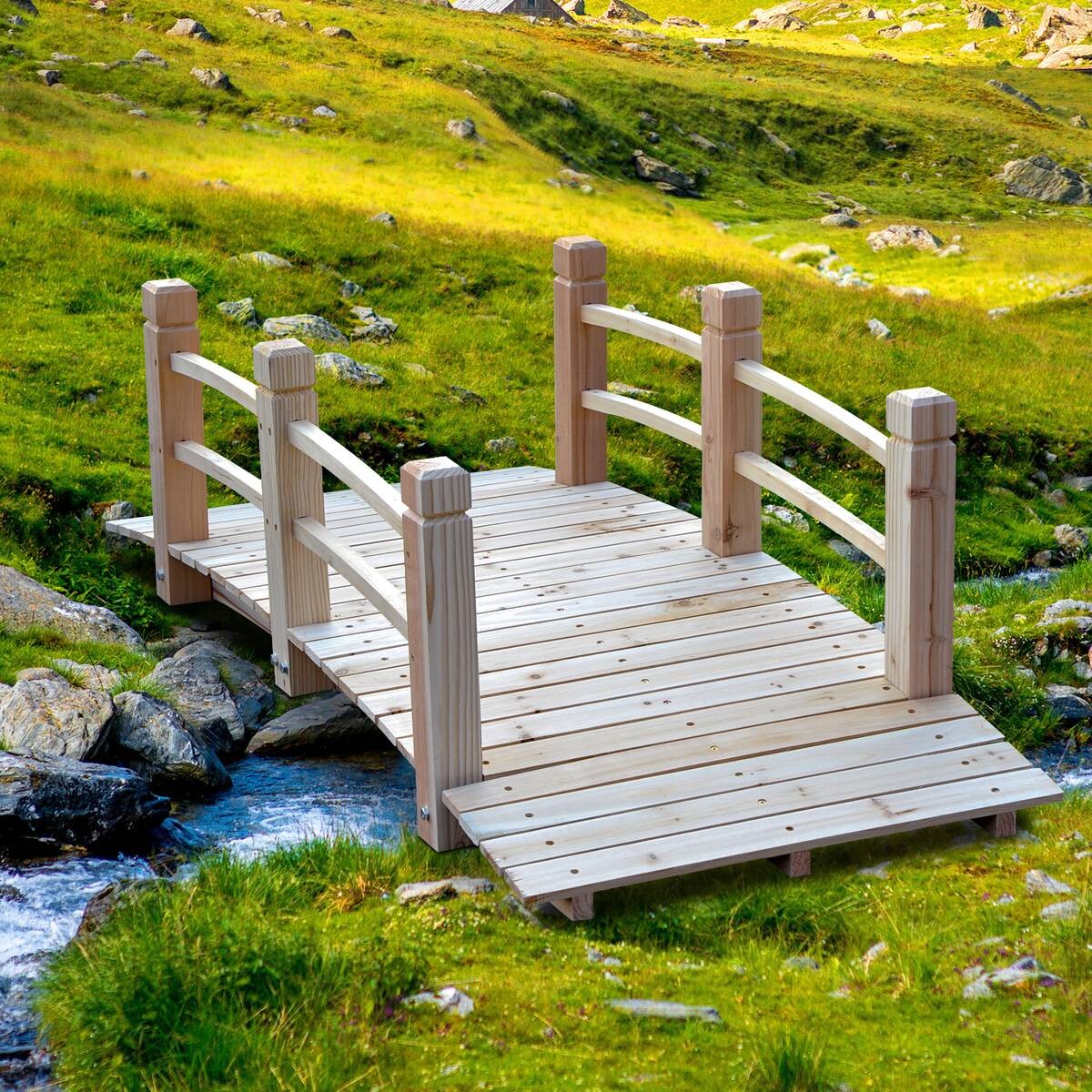 Outsunny Holzbrücke natur B/H/L: ca. 67x48x1525 cm ca. 181 kg