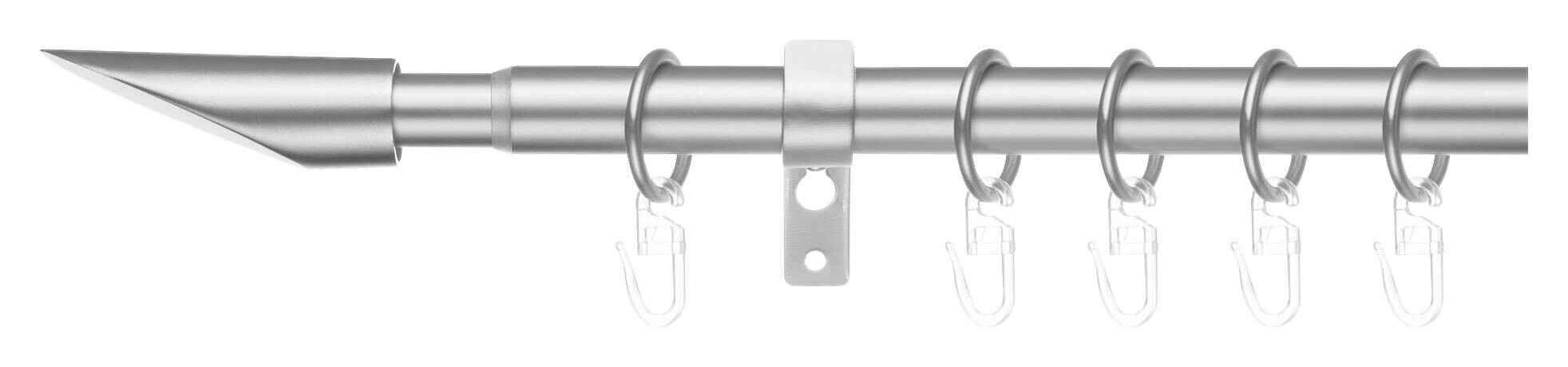 LICHTBLICK Gardinenstange Lipstick Edelstahloptik Metall D: ca. 2 cm ausziehbar von ca. 130 bis 240 cm 1.0 Läufe