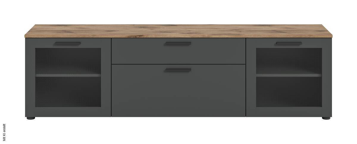 TV-Lowboard Niklas anthrazit Eiche Nox Oak Nachbildung B/H/T: ca. 185x52x40 cm