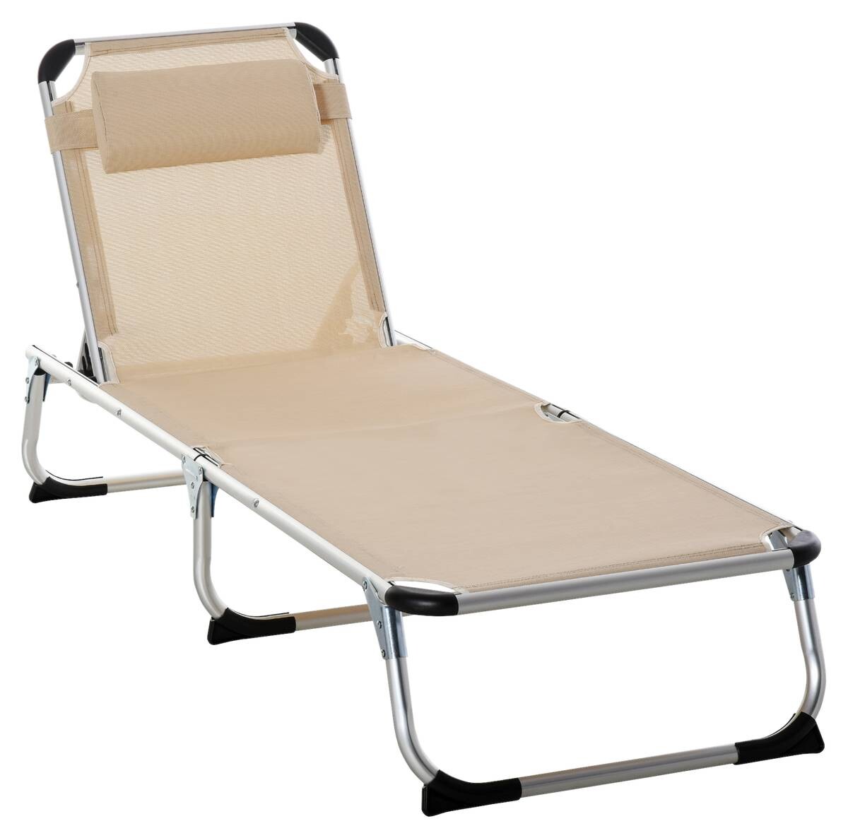 Outsunny Gartenliege beige Aluminium B/H/L: ca. 60x28x189 cm