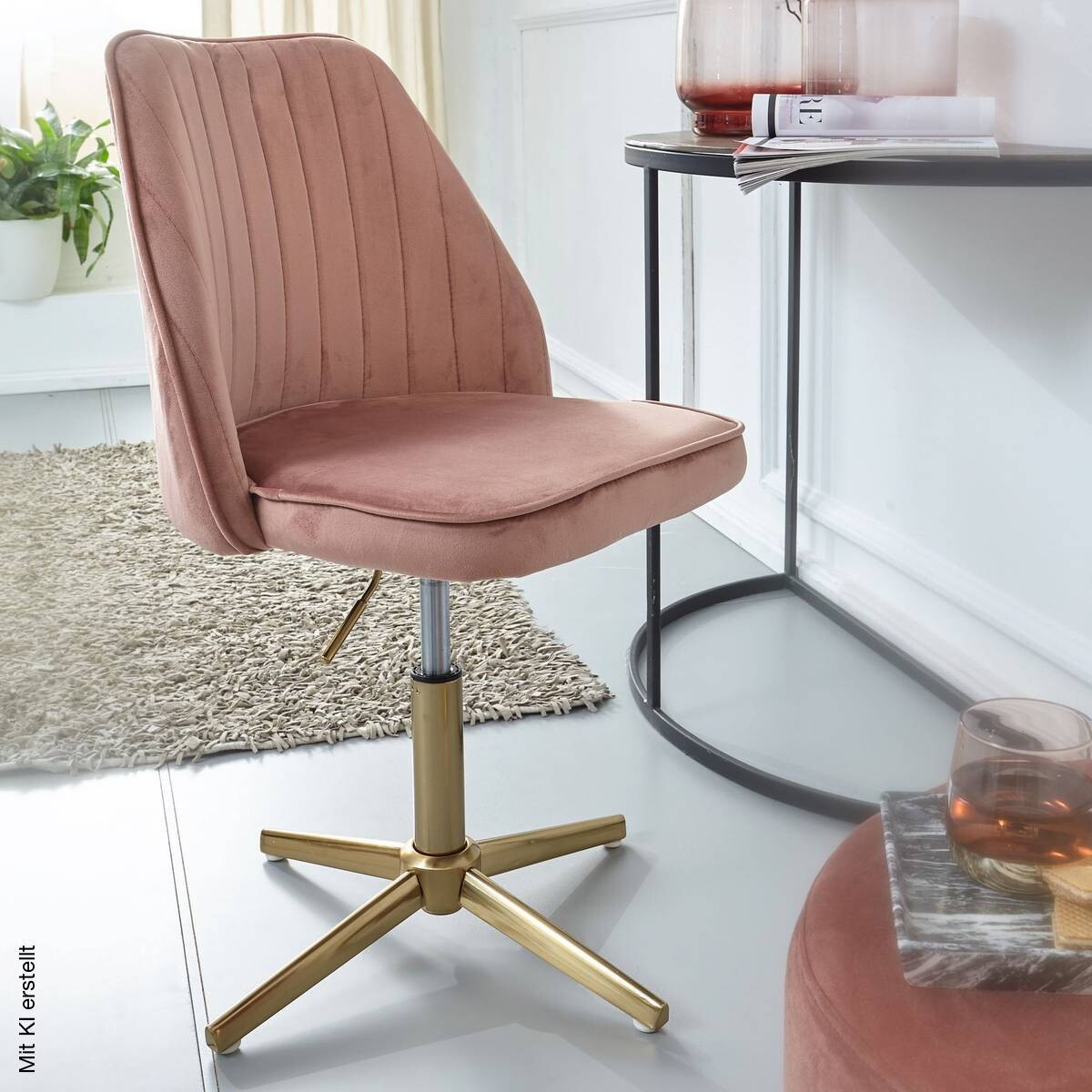 Drehstuhl rosa gold Stoff Eisen