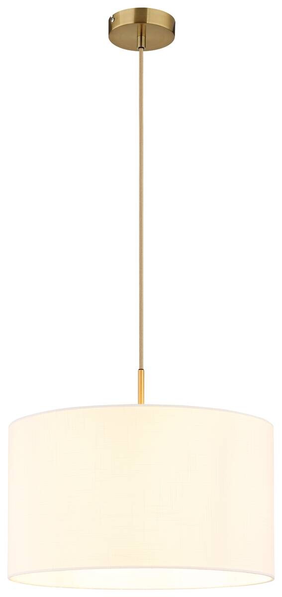 GLOBO Pendelleuchte weiß messing Leinen Metall H/D: ca. 120x40 cm 1 Brennstellen
