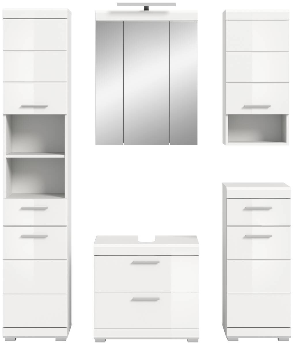 Badezimmer-Set Scout weiß weiß Hochglanz B/H/T: ca. 164x191x37 cm